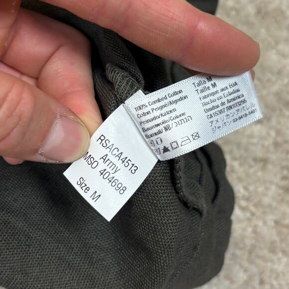 Vintage American Apparel Army Green Button Up Faded Shirt Twill M Made in USA - Picture 8 of 12